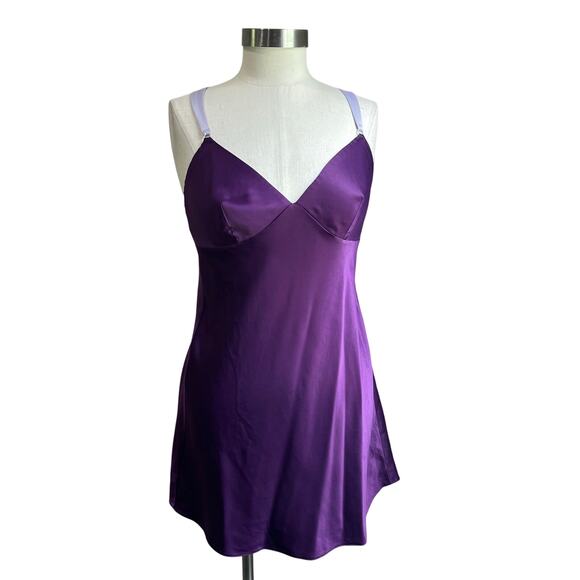 Victoria's Secret  Deep Romantic Purple Sleep Mini Chemise Mini Dress Sz M - Picture 1 of 9